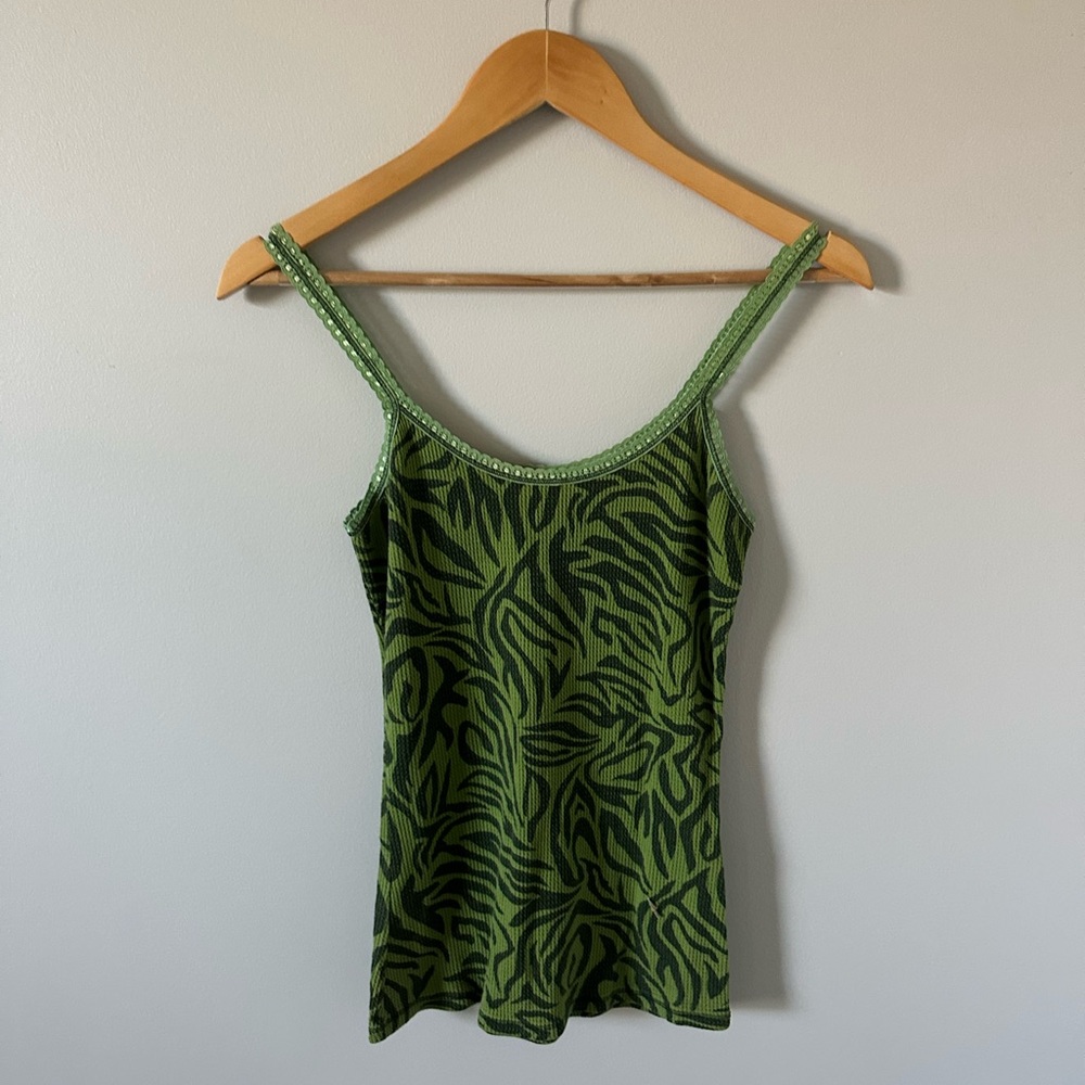 Nollie Green Zebra Tank Top